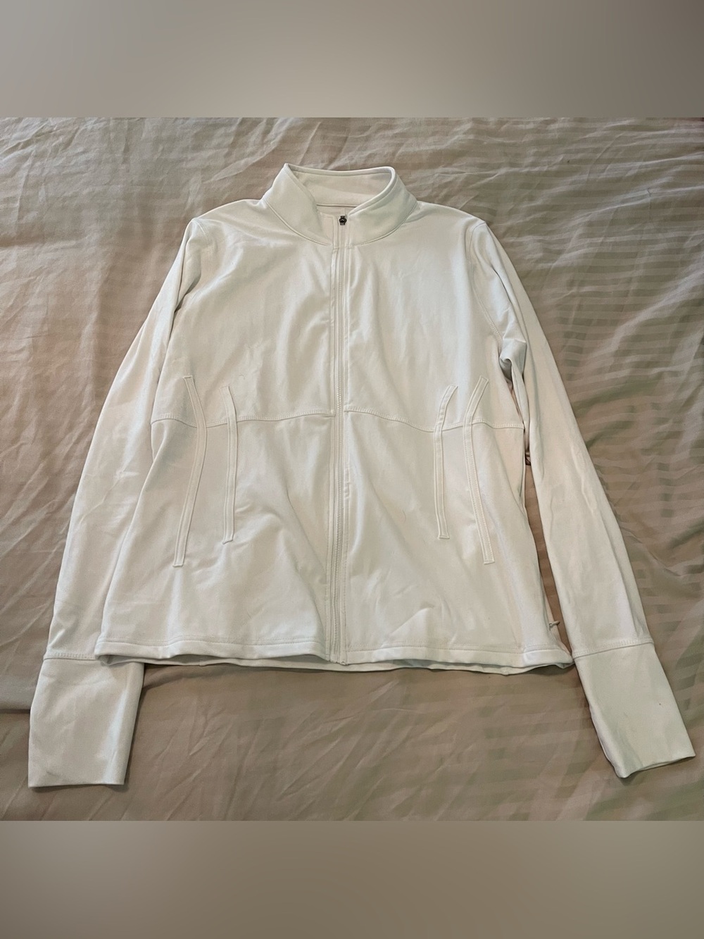 White full zip athletic jacket